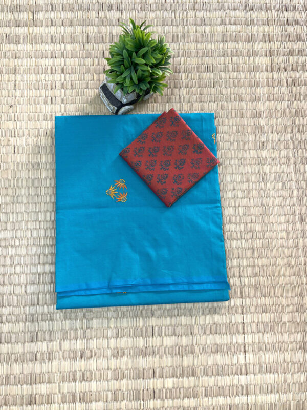 southcottonmix embriodery work saree with self and contrast blouse PCEMB002