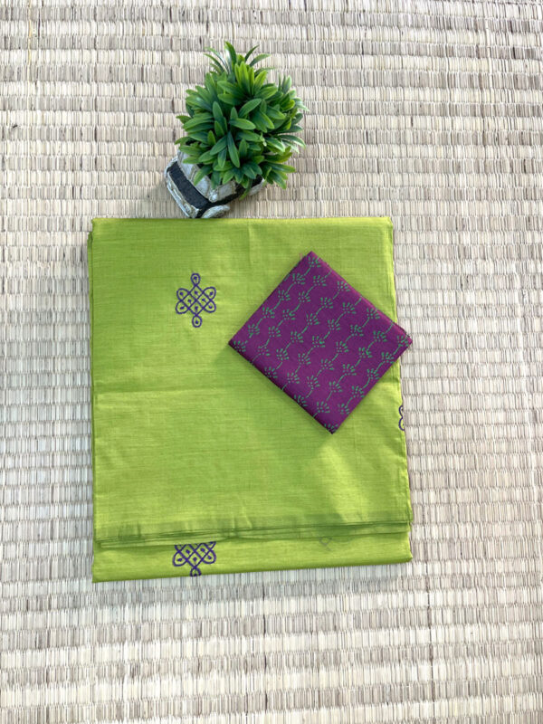 southcottonmix embriodery work saree with self and contrast blouse PCEMB008