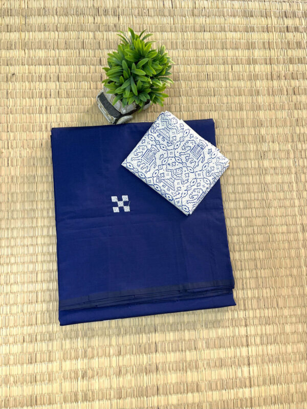 southcottonmix embriodery work saree with self and contrast blouse PCEMB009