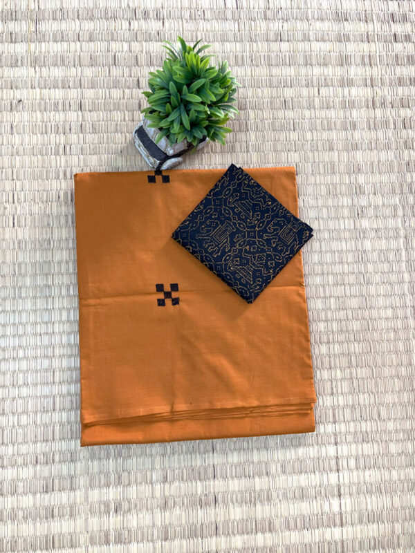 southcottonmix embriodery work saree with self and contrast blouse PCEMB011