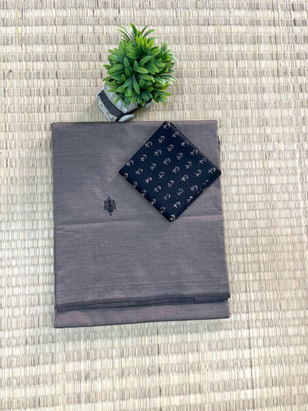 southcottonmix embriodery work saree with self and contrast blouse PCEMB012