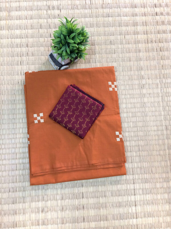 southcottonmix embriodery work saree with self and contrast blouse PCEMB018