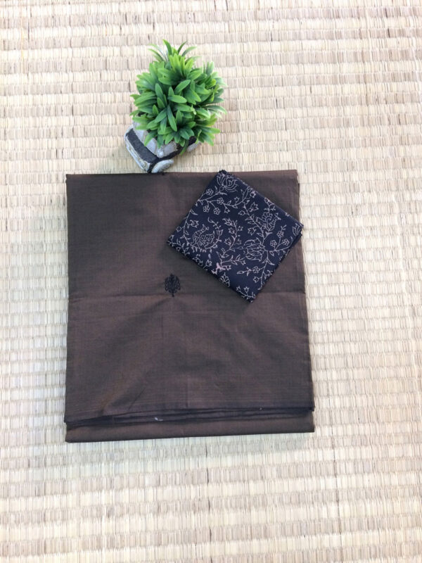southcottonmix embriodery work saree with self and contrast blouse PCEMB020