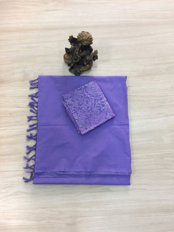 southcottonmix plain saree with contrast blouse PCP008