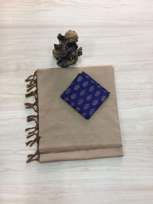 southcottonmix plain saree with contrast blouse PCP016
