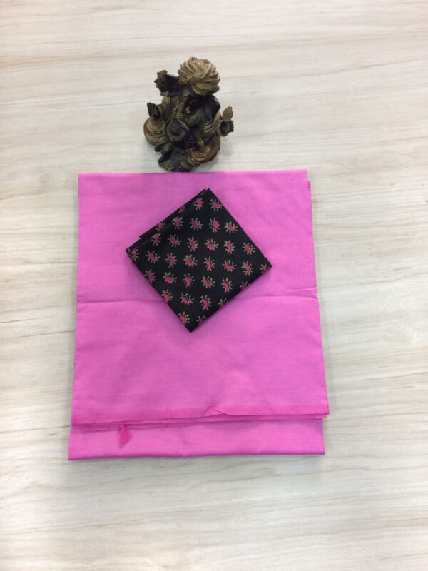 southcottonmix plain saree with contrast blouse PCP021