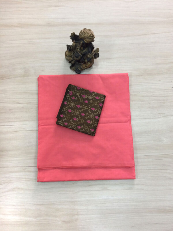 southcottonmix plain saree with contrast blouse PCP026