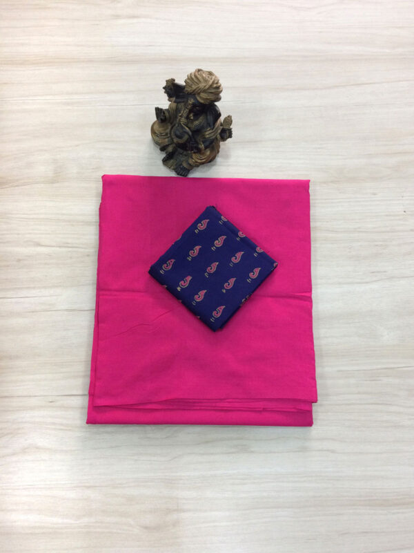 southcottonmix plain saree with contrast blouse PCP028