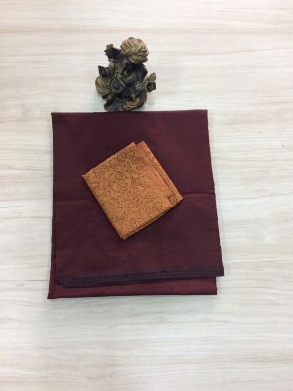 southcottonmix plain saree with contrast blouse PCP029