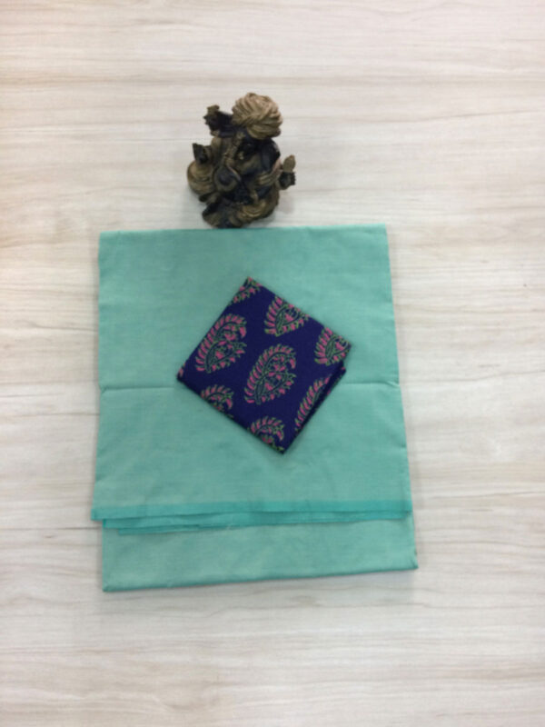 southcottonmix plain saree with contrast blouse PCP031