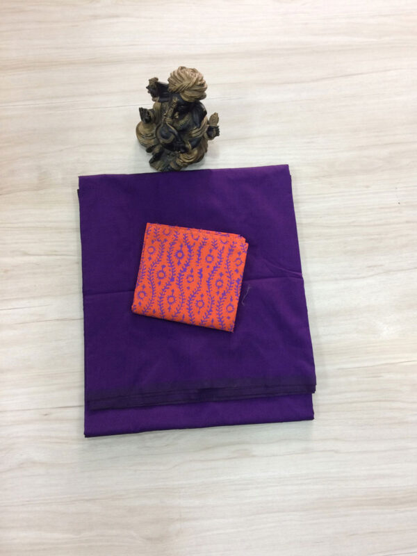 southcottonmix plain saree with contrast blouse PCP032