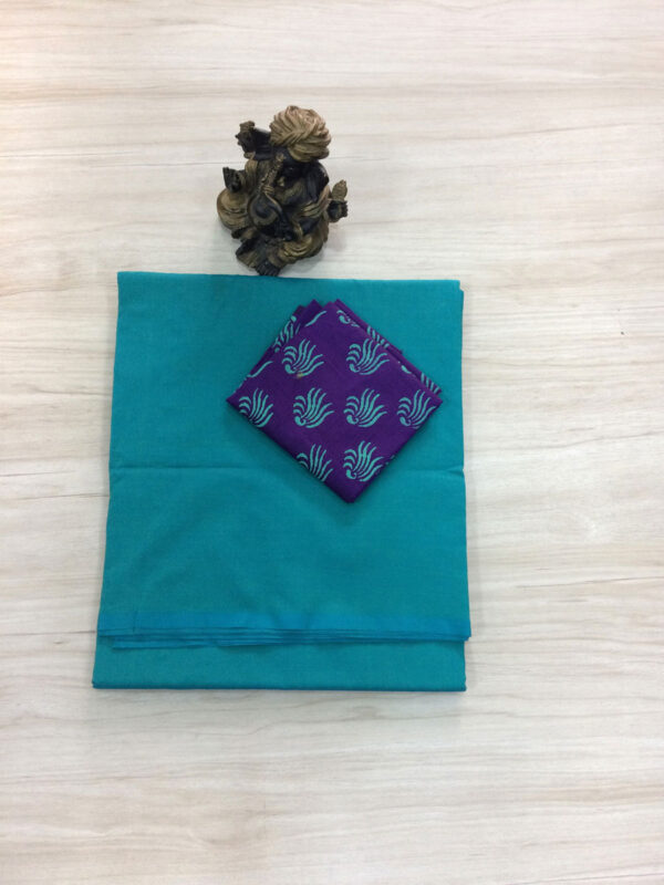 southcottonmix plain saree with contrast blouse PCP036