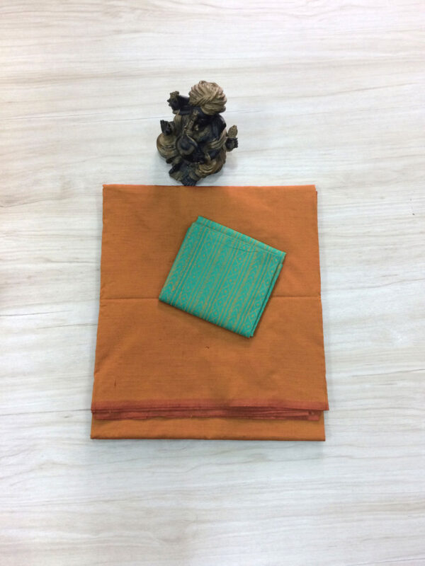 southcottonmix plain saree with contrast blouse PCP040