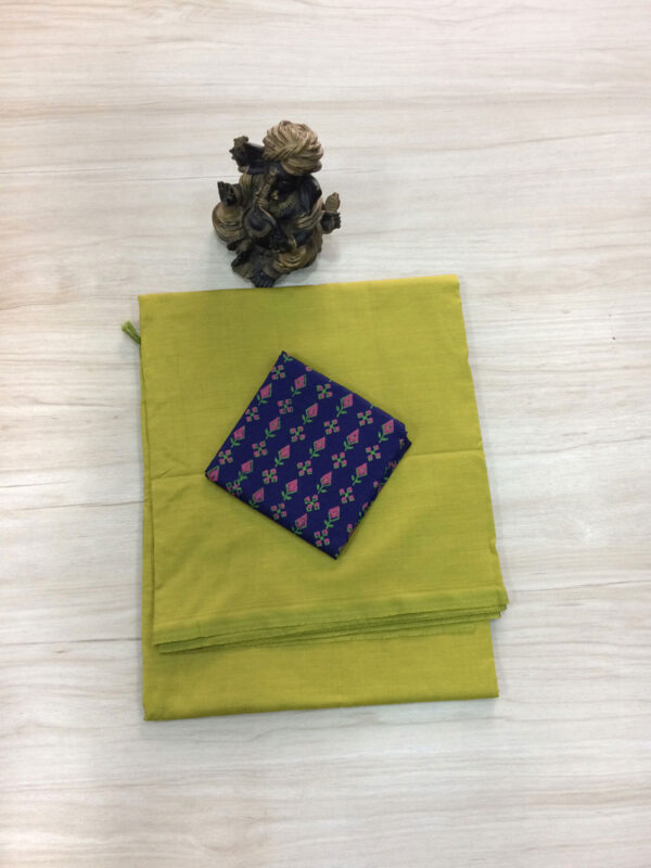 southcottonmix plain saree with contrast blouse PCP043