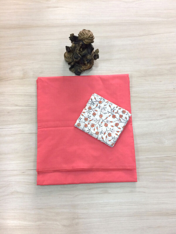 southcottonmix plain saree with contrast blouse PCP046