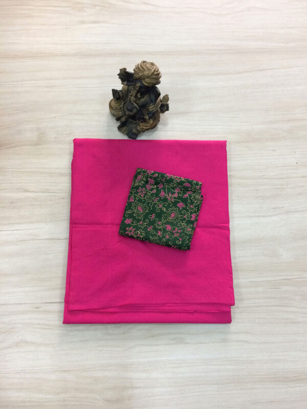 southcottonmix plain saree with contrast blouse PCP048