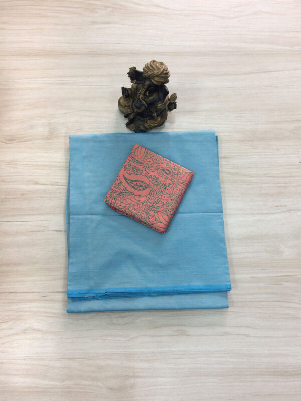 southcottonmix plain saree with contrast blouse PCP050