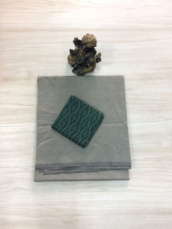 southcottonmix plain saree with contrast blouse PCP052